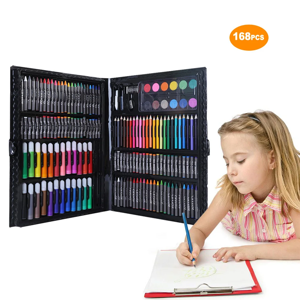stationery watercolor pen gift box168 Pcs Children Drawing Kit Painting Art Supplies Children Gift Stationery Painting