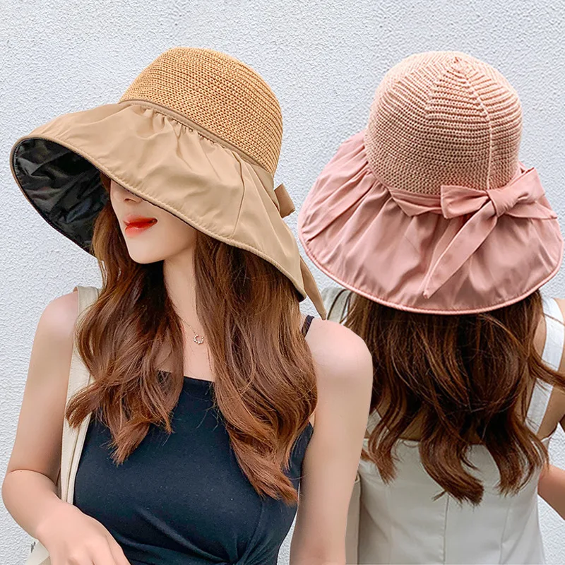 Fashion Hats For Women Bucket Hat Women Summer Casual  Sun Hat Big Brim Foldable Beach Fisherman Print iHats