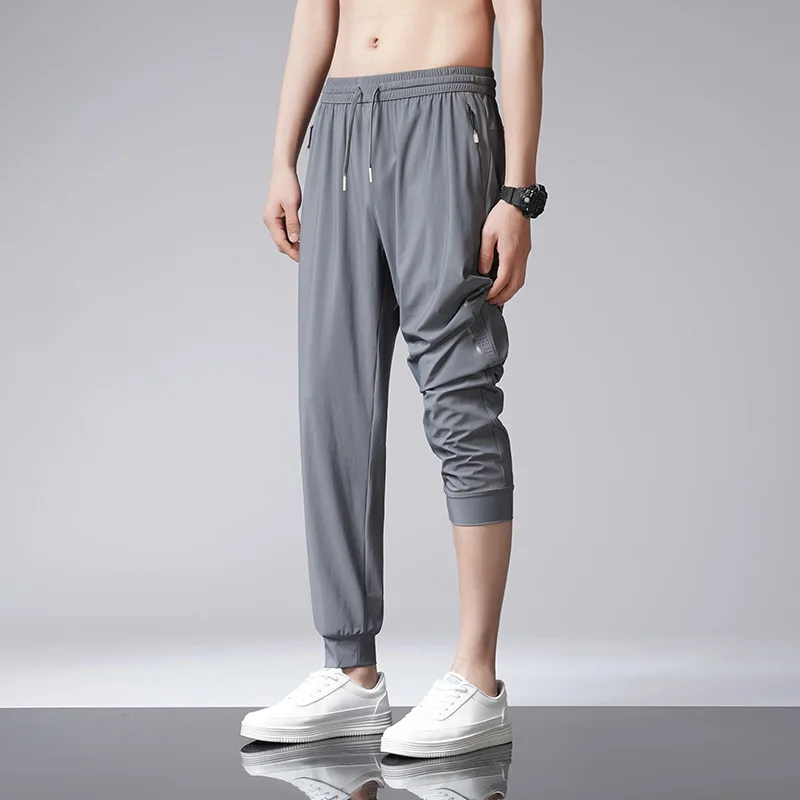 Summer Cool Pants Men Sweatpants Summer Thin Jogger Pants Male Plus Size 7XL Summer Breathable Trousers Elastic Waist Pants