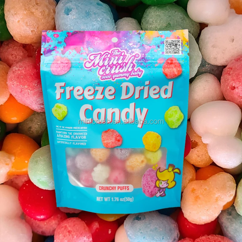 OEM  Freeze Dried Gummy Candy Assorted Fruit Flavors Freeze-dried Drops Candy Sweets For Kids