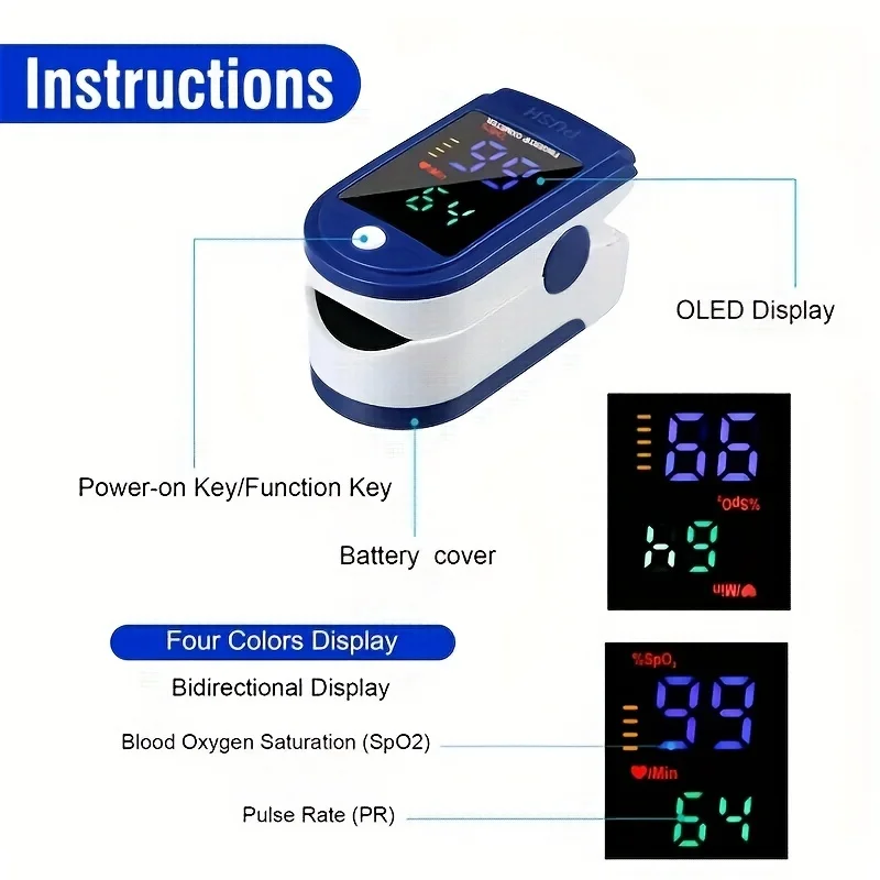 Oximeter Finger Clip Type Household Blood Oxygen Saturation Finger Pulse Heart Rate Detection Oximeter