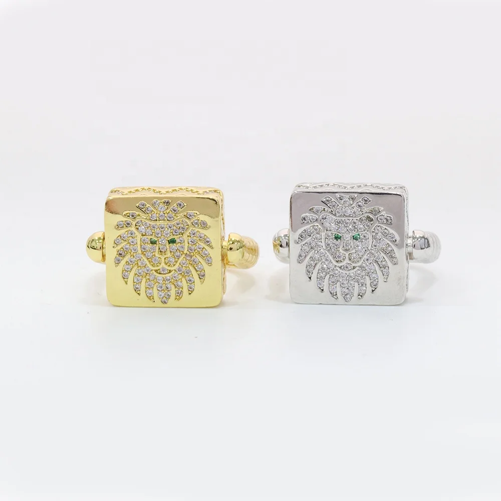 Fashion Style high quality 18k Gold Plated Micro Pave CZ Lion Face  Ring For Men