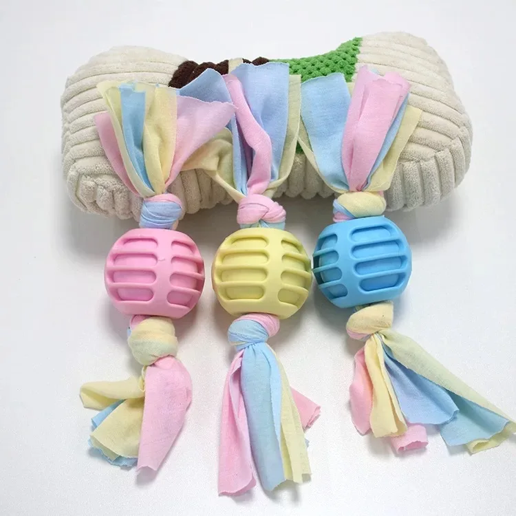 Wholesale Manufacturer Pet toys TPR Material Bite-resistant Teething Dog Supplies Cotton Rope Cloth Toys