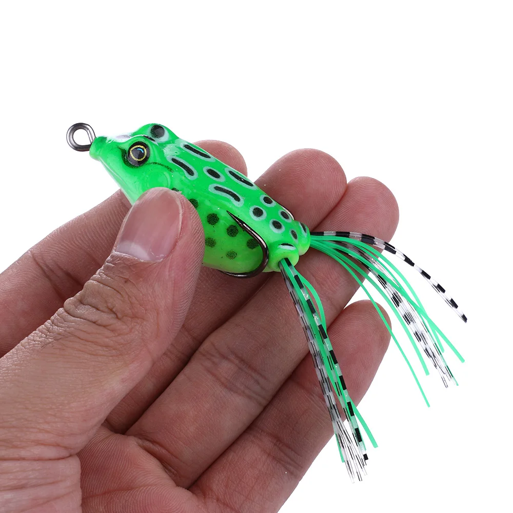 Frog Lure Fishing Lures Treble Hooks Top water Ray Frog Artificial Soft Bait