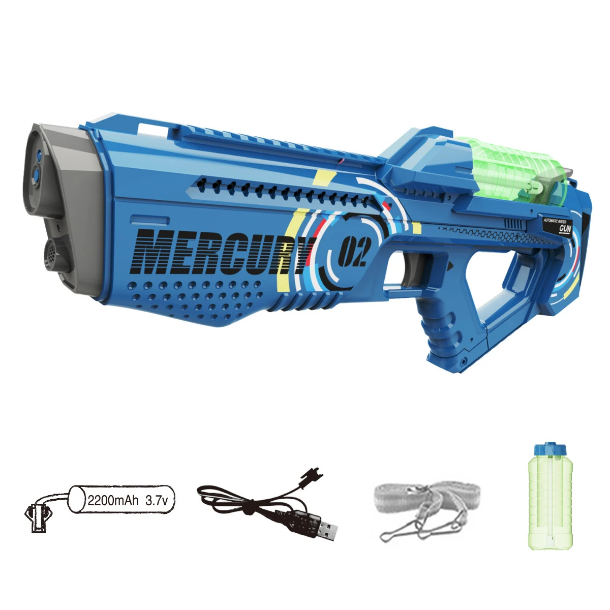 Battery-powered Water Gun Automatic Led Water Blaster Gun Electric Water Cannon Pool Shooting Toys with Light