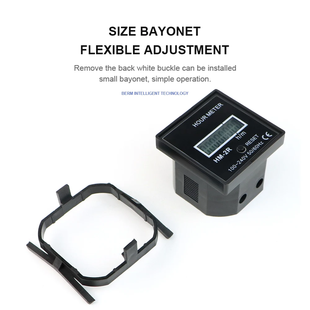 HM-2R counter timer 0-999999H59M black square digital display LED8-bit 100-240V AC hour meter