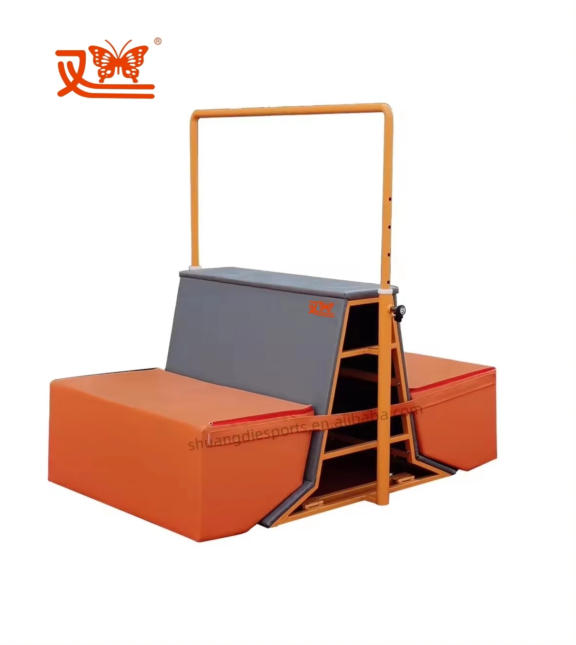 Height adjustable  gym parkour T-frame with raised cushion free running fitness training equipment ninja series equipment