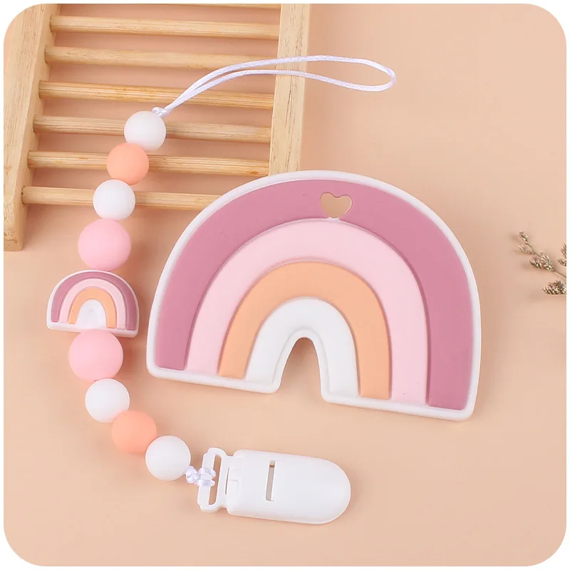 Personalised Sublimation Kids Teething Newborn Baby Accessory Soother Pacifier Clip Wooden Silicone In Pink