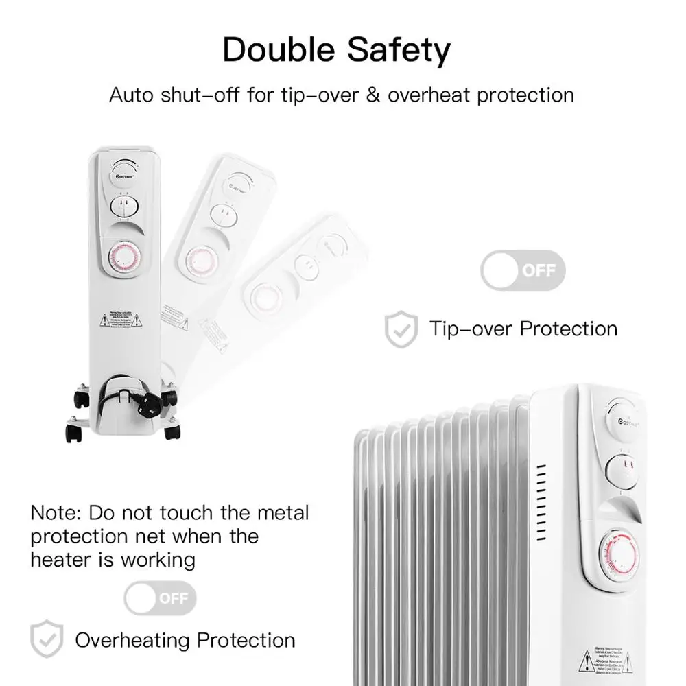 china ningbo supplier portable room 2500W 3 heating electric oil-filled radiator