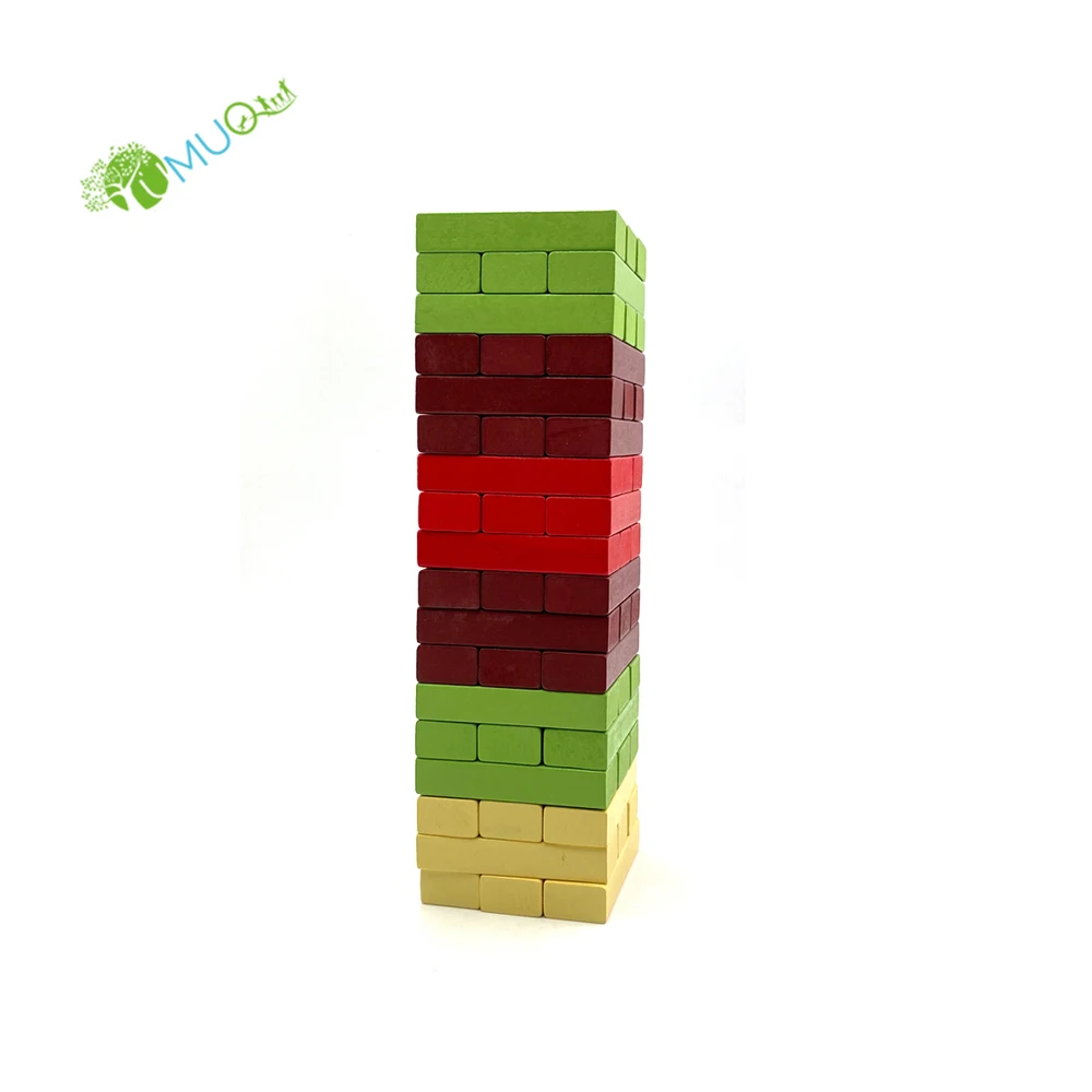 YumuQ 54 упаковки красочных окрашенных деревянных башней/акробатических таймеров, деревянных укладываемых акробатических таймеров, башни для игр на открытом воздухе