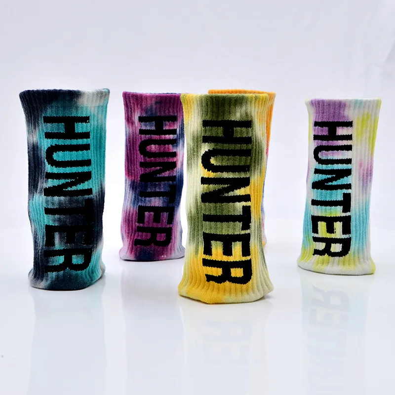 
High Quality terry new arrived cushion dye socks wholesale crew sport tie die novelty socks 