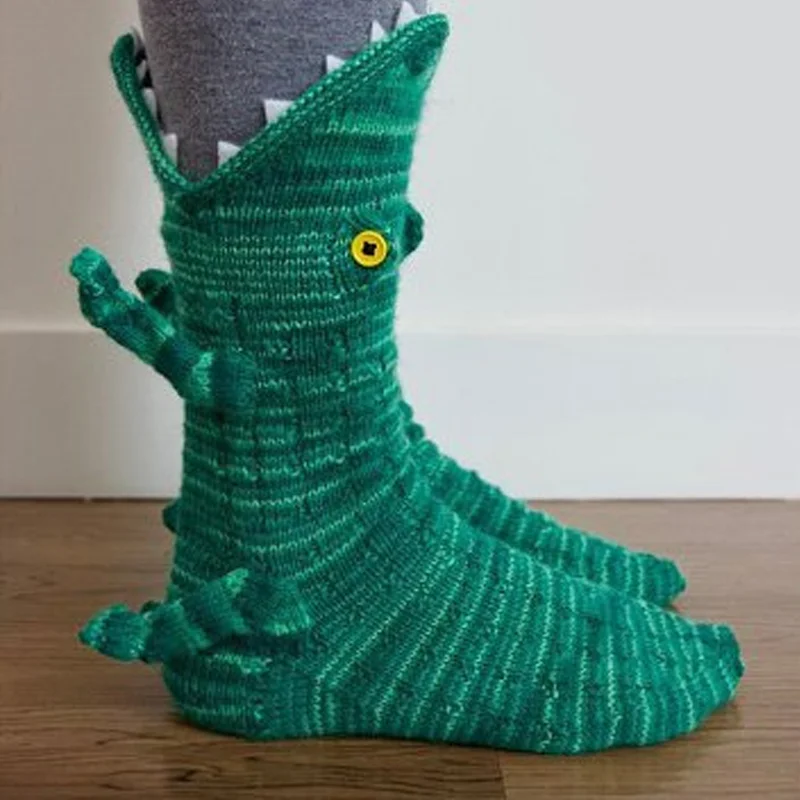 2021 custom lovely animal shape Knit Crocodile Socks Christmas creativity gift home socks for men and women