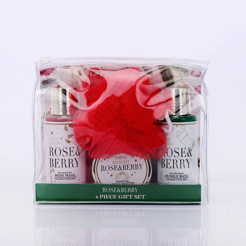 promotional christmas shower gel bubble bath body butter natural spa bath set gift for women