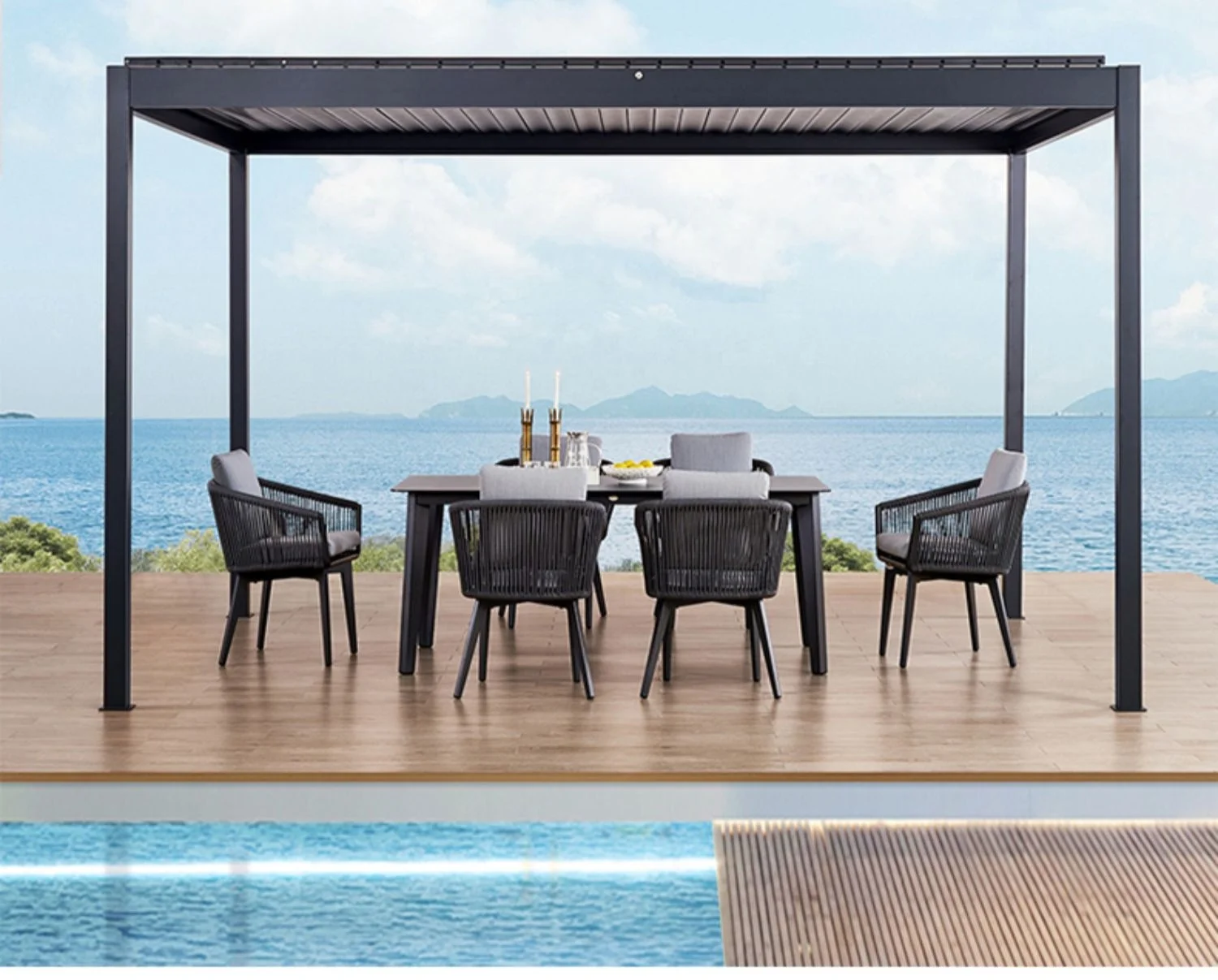 Villa Garden Opening Louver Roof Sunshade Aluminum Alloy Outdoor Pergola and Gazebo 3.0*3.0M