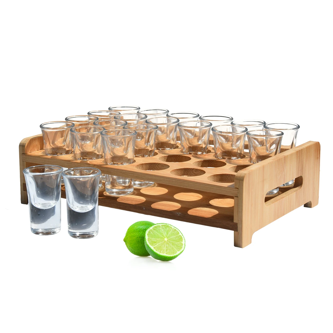 Youlike Premium Wooden Beer Paddle 24 PCS Shot Glass Dispenser Holder for Wine Whisky Tequila Drinking