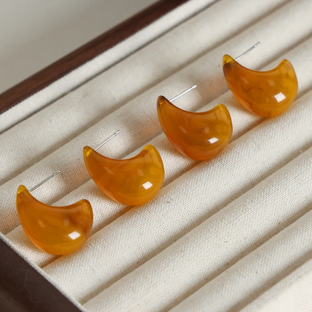 Vershal VSA617 New Arrival Trendy Resin Tear Drop Stainless Steel Exquisite Charm Chunky Waterproof Sweat-proof Resin Earrings