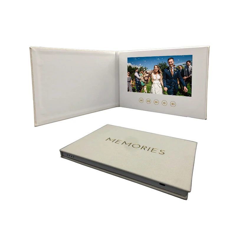 7Inch IPS screen Linen-Bound Digital Video Book Album Wedding  Memories Motion Video Book