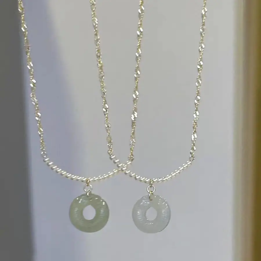 2024 new 925 silver material high-end design scale zircon disc pearl necklace