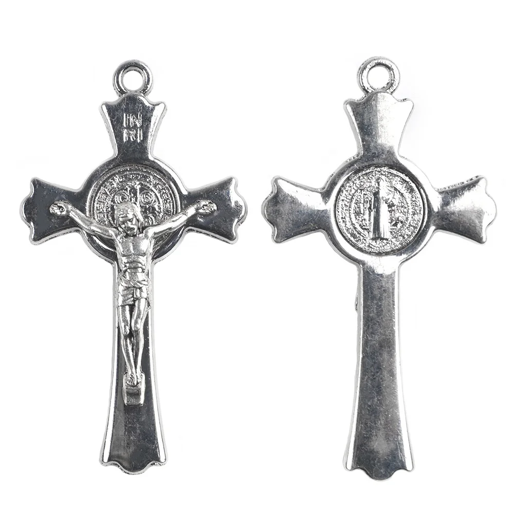 Religious St Benedict Catholic Cross 50x30mm Rosary Accessories Jesus Crucifix Pendant