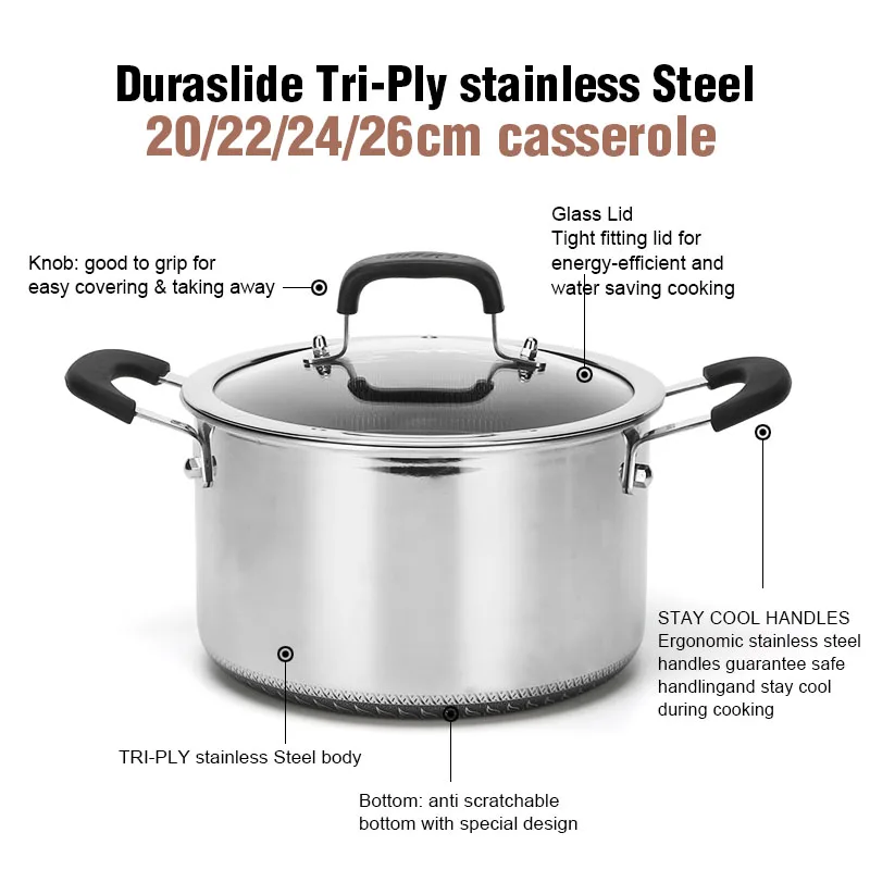 9pcs Kitchen Sets Accessories Meyer Non Stick Stainless Steel  Cookware Set Cooking Pots