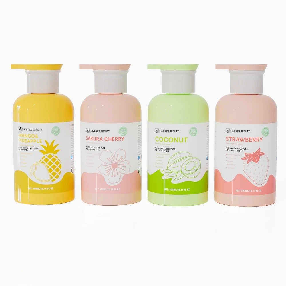 JMFREE Private Label Natural Moisturizing Brightening Whitening Body Cream Organic Coconut Strawberry Fruit Body Lotion