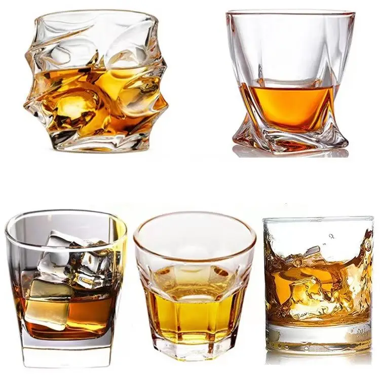 Cold Drinking Glass Water Cup 50ml 200ml 300ml 400ml Whisky Glasses Crystal Red Wine Glasses Set Rum Liquor Beer Shot Glass