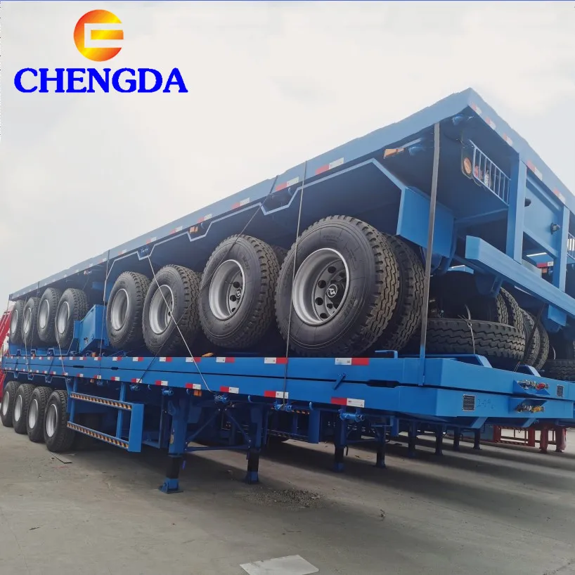Shipping container 40ft Flatbed semi trailer 3 axle Flat Bed Truck Trailer with container lock for sale