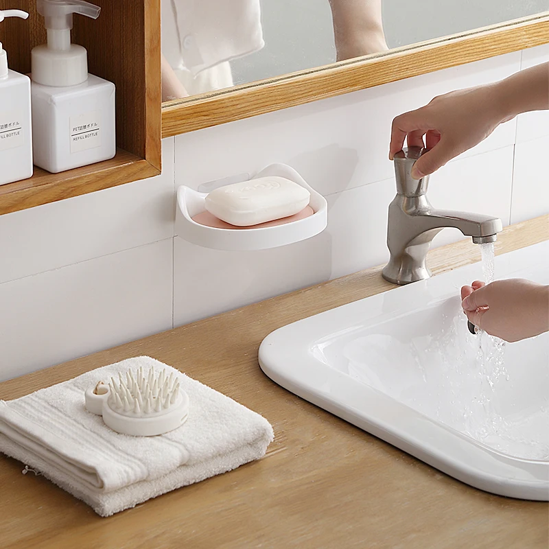 New Cat Soap Box Shelf Wall-Mounted Double-Layer Plastic Dishes Small Box Soap Holder Wall Mounted Bathroom Accessories Soap Box