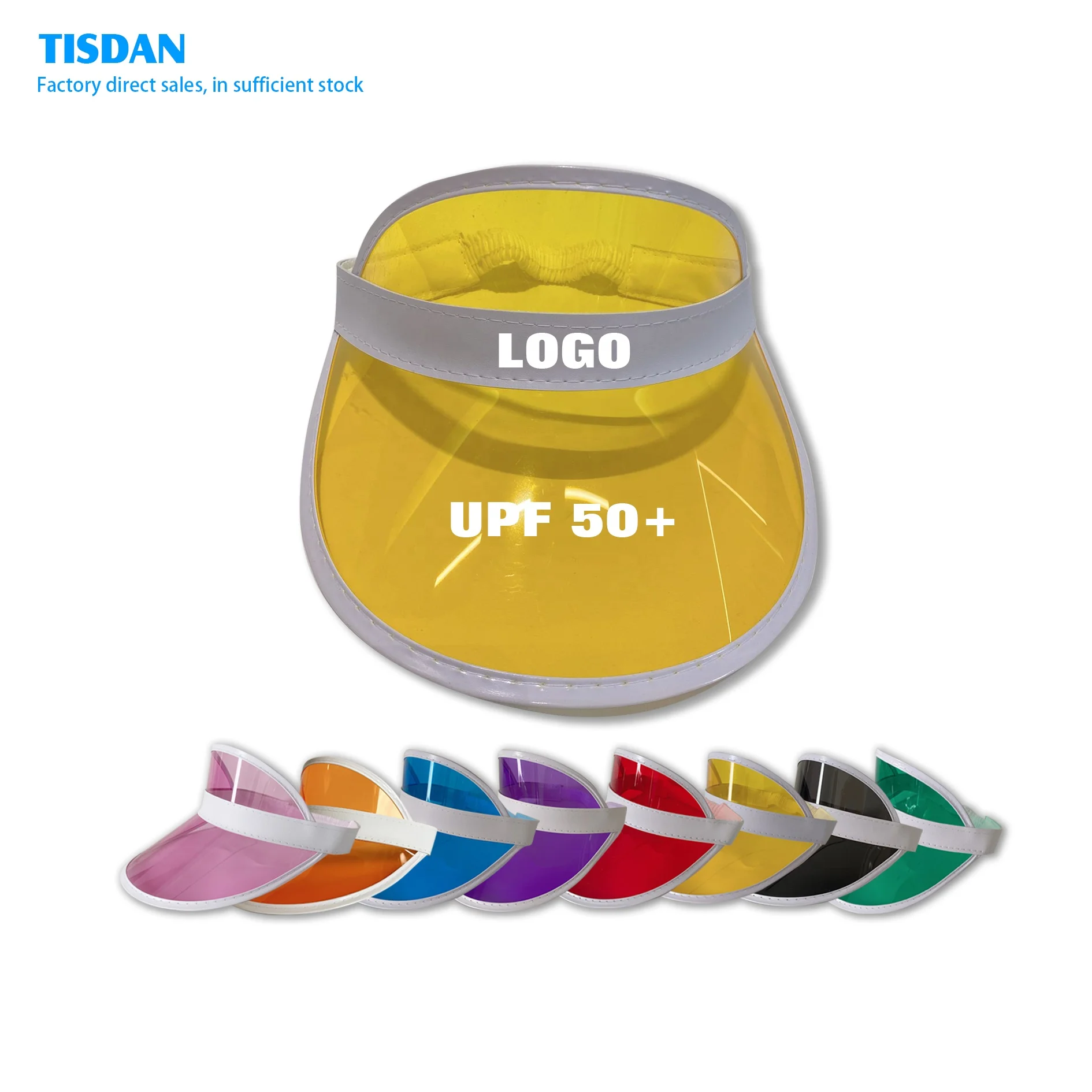 2024 Summer sports plain Pvc Plastic Hats Custom printed logo Adjustable Multi color Sun Visor Caps for men women