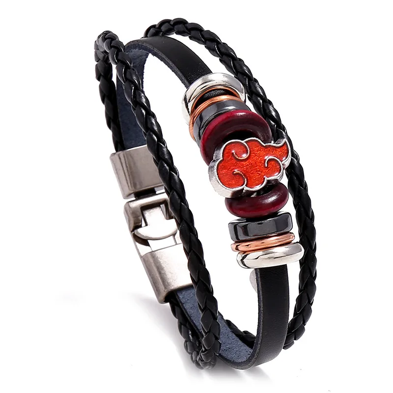 Wholesale Personalized Woven Anime Akatsuki Kakashi Leather Bracelet