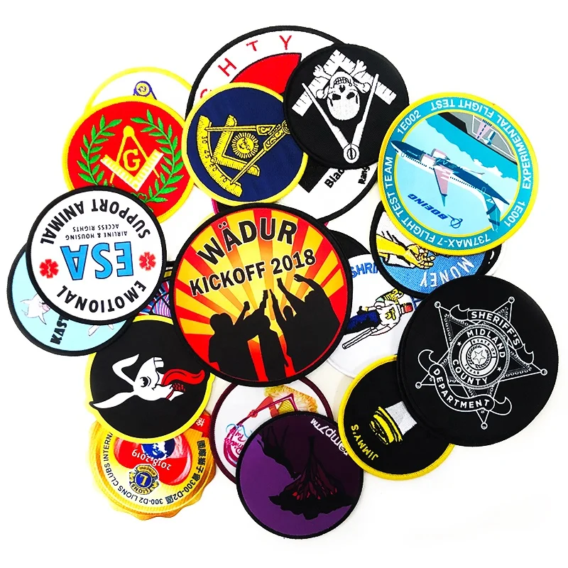 Factory Wholesale Custom embroidery Patch Badges Custom Logo Embroidered Patch Shapes For Hat Apparel Patches