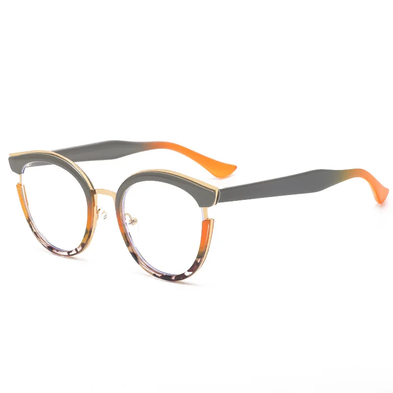 2023 Newest TR90 artsy flat light mirror metal ring glass women fashion personality INS anti-blue  optical glasses