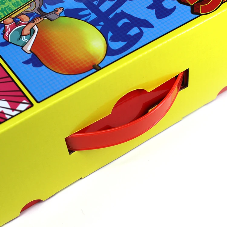 Customized Low MOQ Colorful Painting Pattern Carton Beer Carrier Paper Box Plastic Handle Packaging Cardboard Boxes