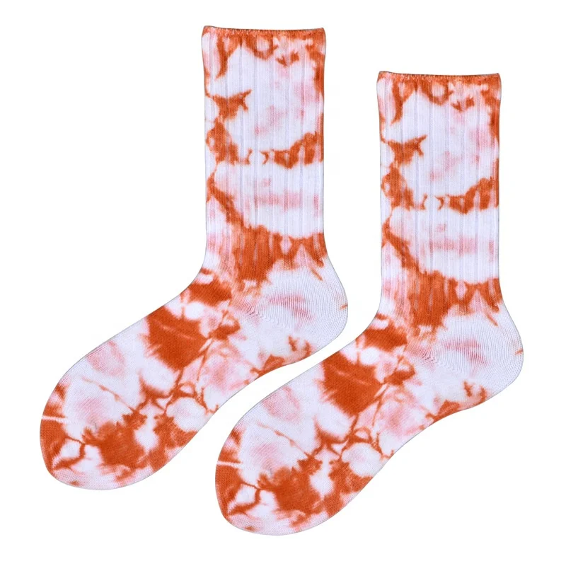 Wholesale Fashion Dip Dye Colorful Casual Cotton Crew Athletic Custom Oem Unisex Elastic Sport Tie Dye Socks