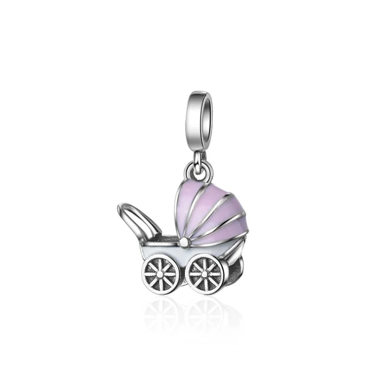 2024 Fashion Charm Bead 925 Sterling Silver Enamel Baby Stroller Bracelet DIY Accessories Amulet Jewelry Making