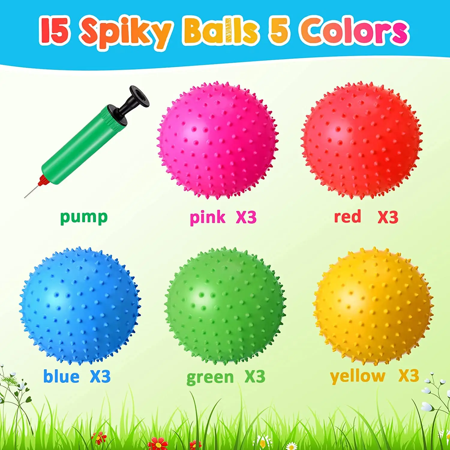 2022  Knobby Balls Fun Sensory Balls Play Bouncy Balls Party Favors for Kids and Toddlers Inflatable Spiky Bal