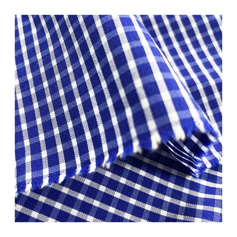 Cotton Blend Nylon Stretch Yarn Dyed Fabric Check Stripe Style Yarn Dyed Shirt Fabric With Spandex