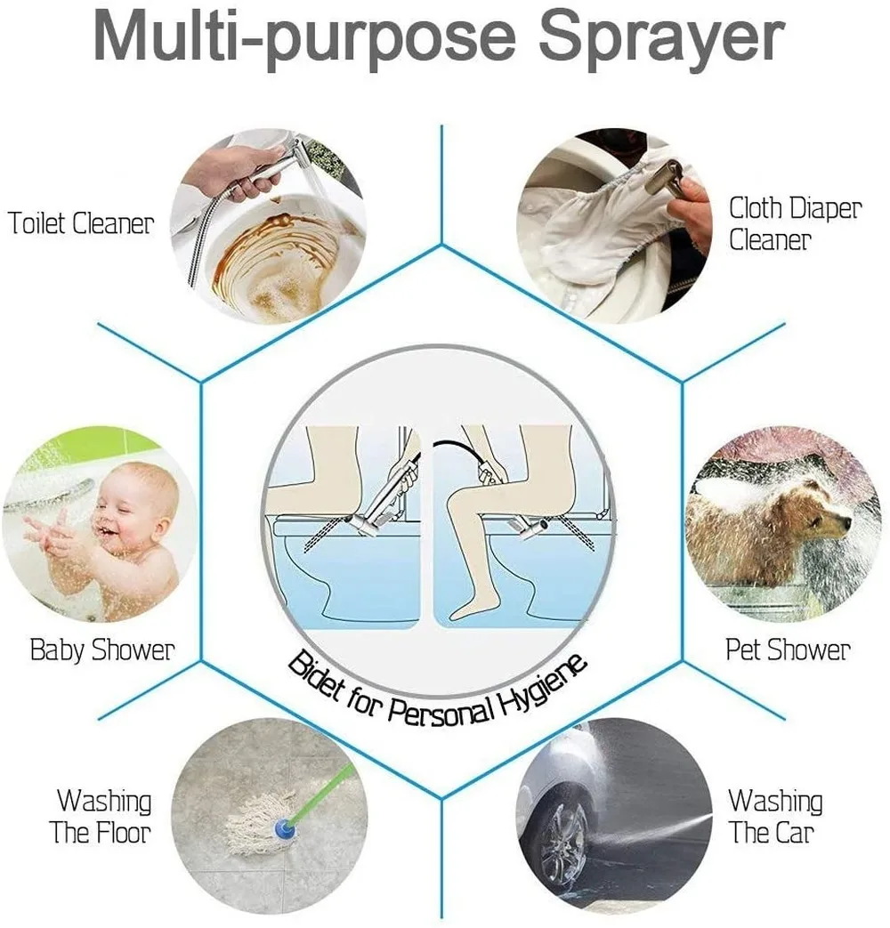 Handheld Bidet Sprayer Set For Toilet Stainless Steel Hand Bidet Faucet For Bathroom Hand Sprayer Shower Head Self Cleaning