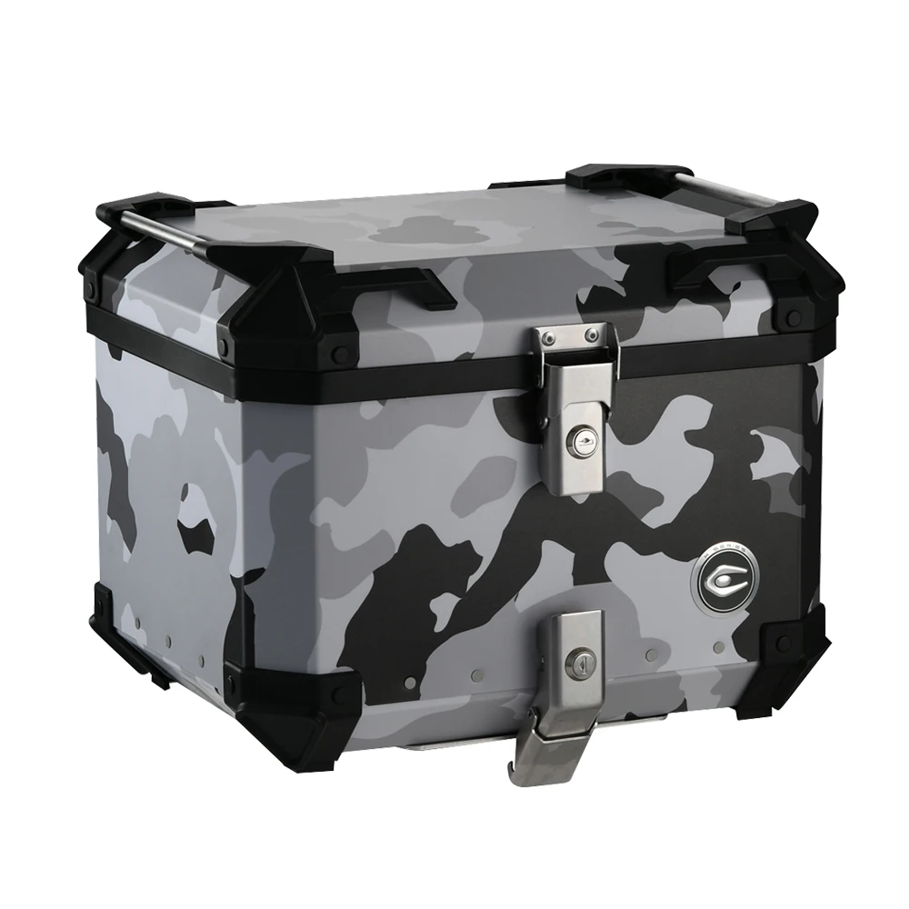 Factory Direct Sale 45L Black and white camouflage Aluminum Box Quick Release Structure Aluminum Side Tail Boxes for Motorcycles