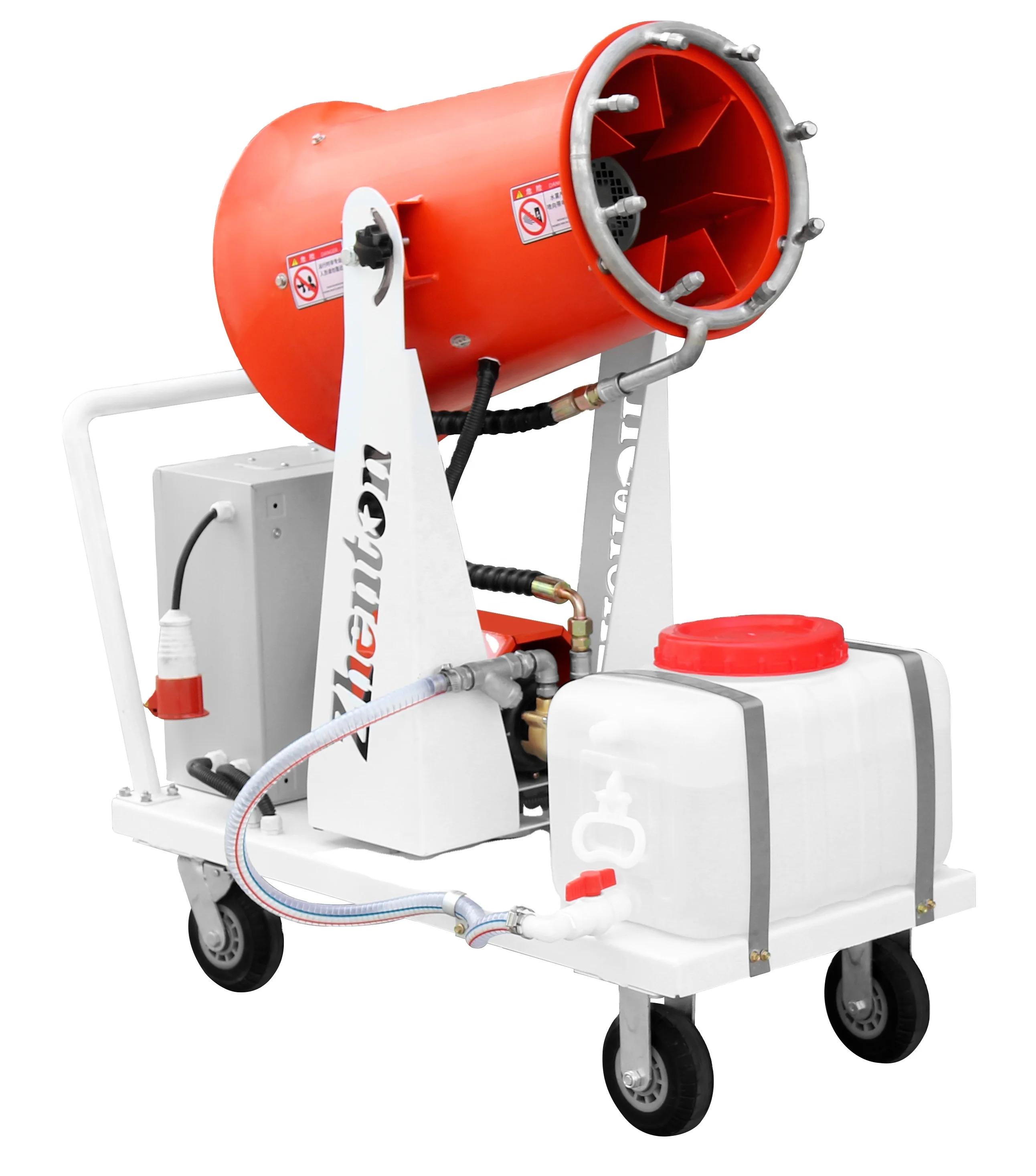 High Pressure Mobile Jet Spray Fan Workshop Dust Reduction Farm Deodorization Sprinkler Mist Fog Water Mist Cannon Machine