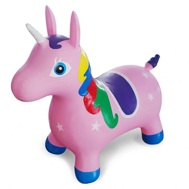 Children Cute Unicorn Inflatable Ride on Animal Toys Jumping Horse Bouncy Sports Games Toys for Kids Baby