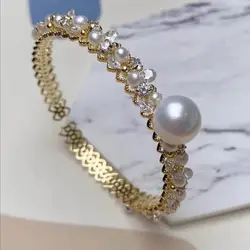 freshwater pearl  bracelet 14k winding Gold thread  for woman pearl jewelry wholesale