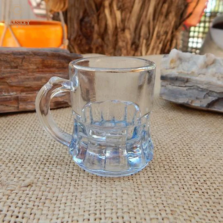Mini Beer Mug Steins Glass Custom Logo Beer Short Cup Colored Shot Glasses With Handle