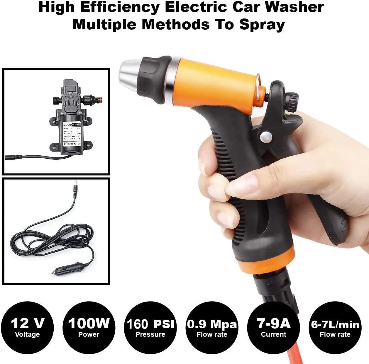 Portable High Pressure 12V Cordless Electric Car Washing Machine Cleaner Self-Priming Water Pump Car Washer