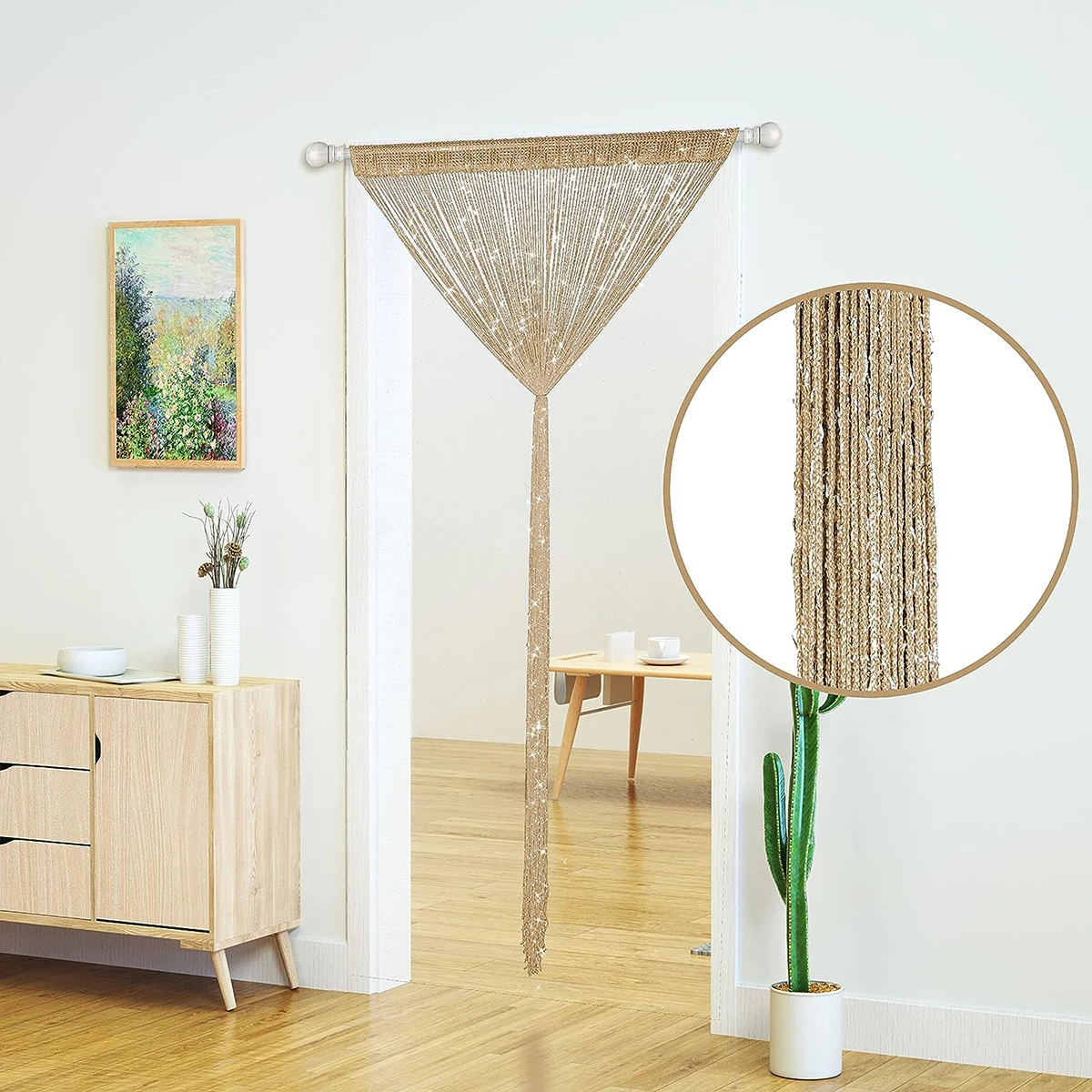 Glitter String Door Curtain Beads Hanging Beaded Fringe Fabric Tassel Window Panel Home Living Wedding Decor