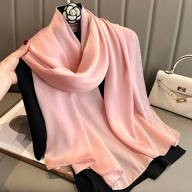 New  Fashion Plain Soild Mulberry Satin  Silk Scarf  Women Muslim Hijab Ladies Muffler Bandanna Long  Lightweight Wraps