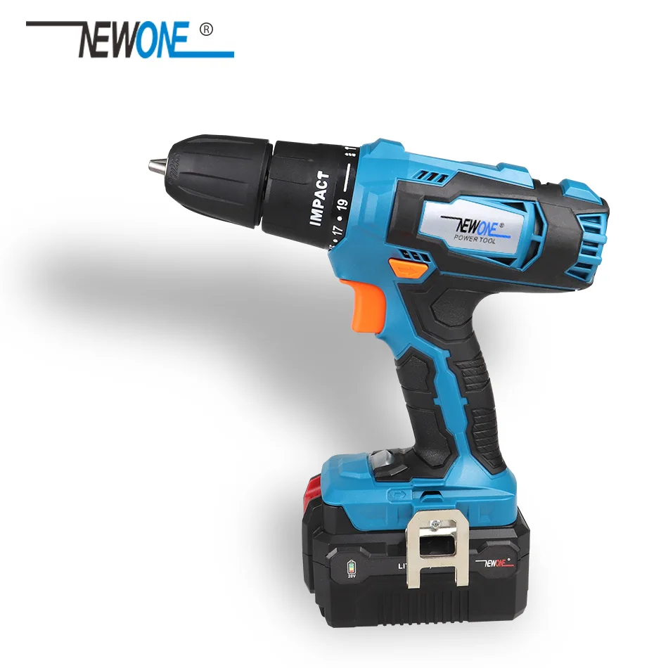 NEWONE Electric Power Tool 20V Li-ion Cordless Impact Drill/Screwdrive Rechargeable Drill Max. 40Nm torque with Big Battery
