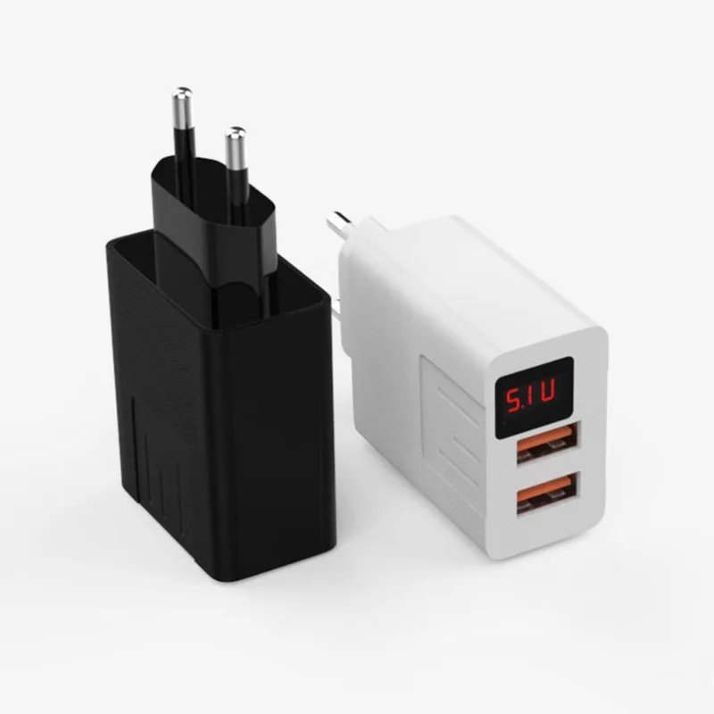 
Dual USB Smart Fast Charging LED Digital Display Charging Head Dual Port Charger for I0S Android Phone 