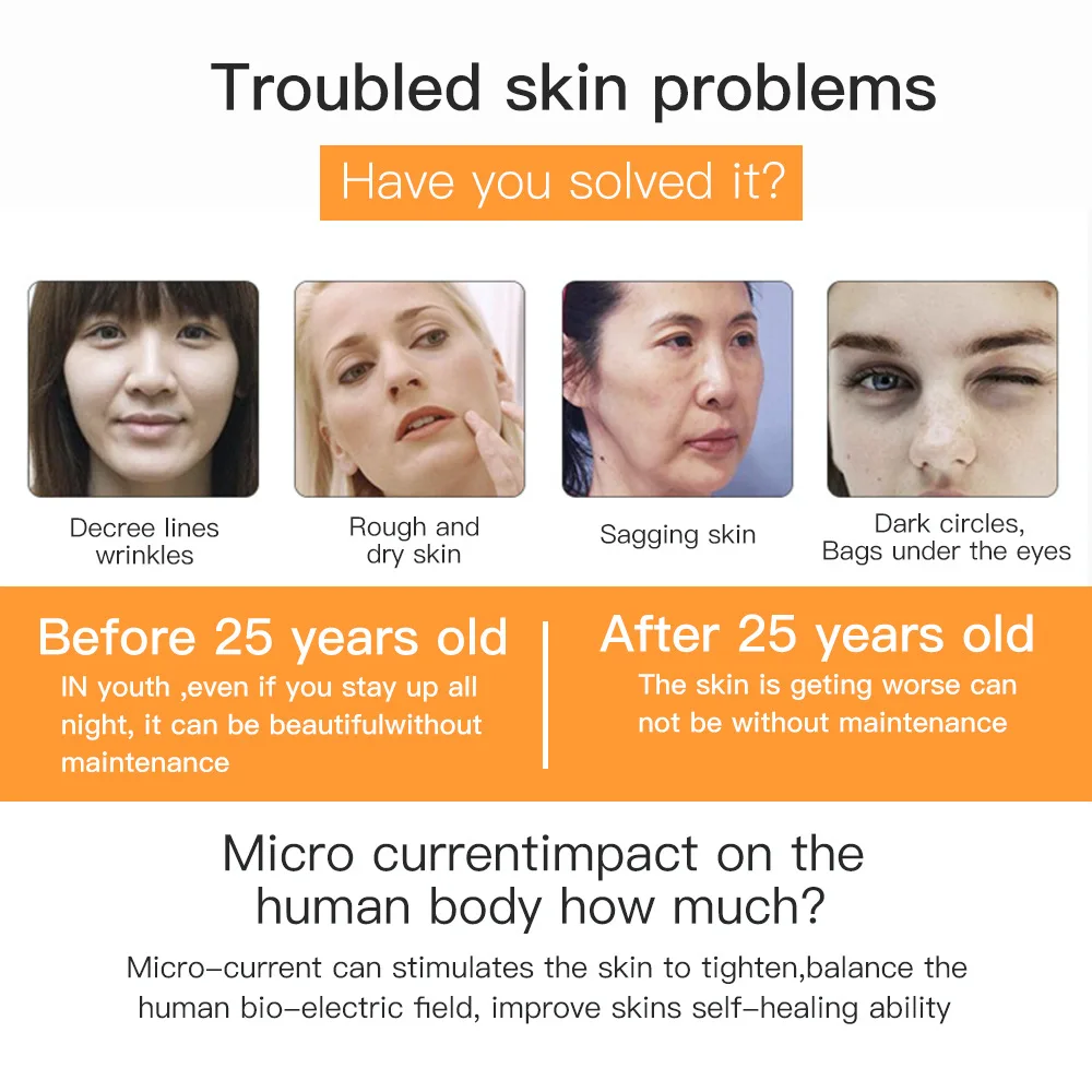 Micro Current Beauty Machine Face Lifting Light Therapy Massager Skin Rejuvenation No-Needle Mesotherapy Device