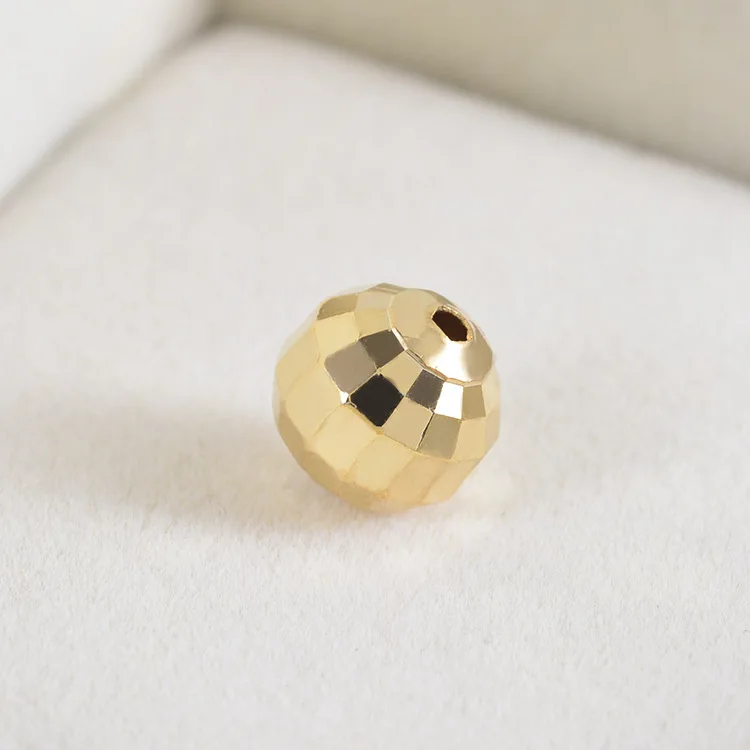 DIY Jewelry Accessories Electroplating Real Gold Cut Surface Copper Balls Three-Dimensional Gold Plated Spacer Beads